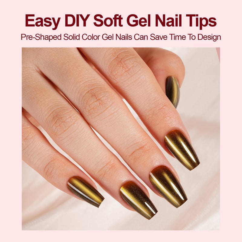 Plauva 150Pcs Cat Eye Press on Nails, Short Coffin Fake Nails, Glossy Glitter Cat Eye Nail Tips, Soft Gel Stick On Nails for Women and Girls 15 Sizes - Image 3